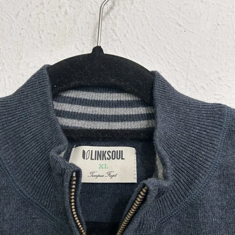 Linksoul Men's Quarter-Zip Sweater in Dark Blue